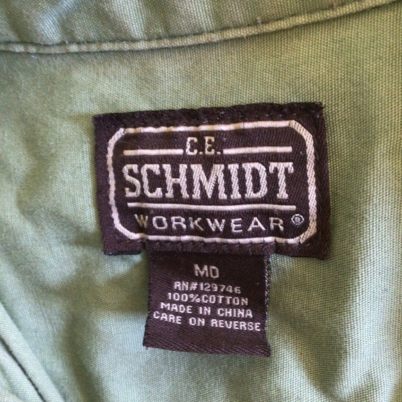 C.E. Schmidt Workwear Green Button Down Short Sleeve Shirt - Size Medium - Picture 5 of 5
